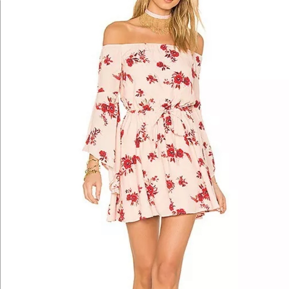 Lovers + Friends Off the Shoulder Pink Floral Small